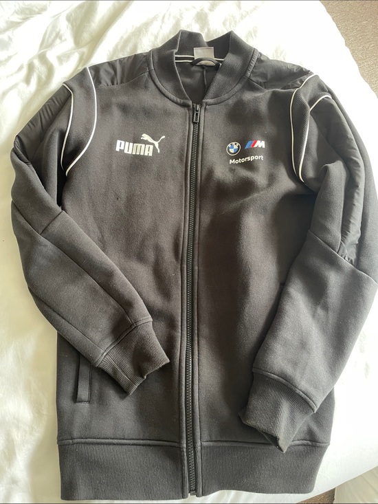 BMW Black Motorsport Zip-Up Jacket with White Piping PUMA
